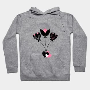 Black & Pink Tulips Hoodie